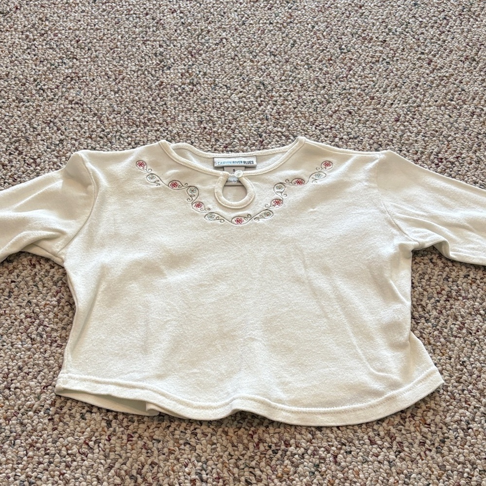 Canyon River Blues Cream Long Sleeve Kids Tee. Small